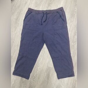 Anthropologie Dylan Speckled cropped joggers blue orange drawstring size XL